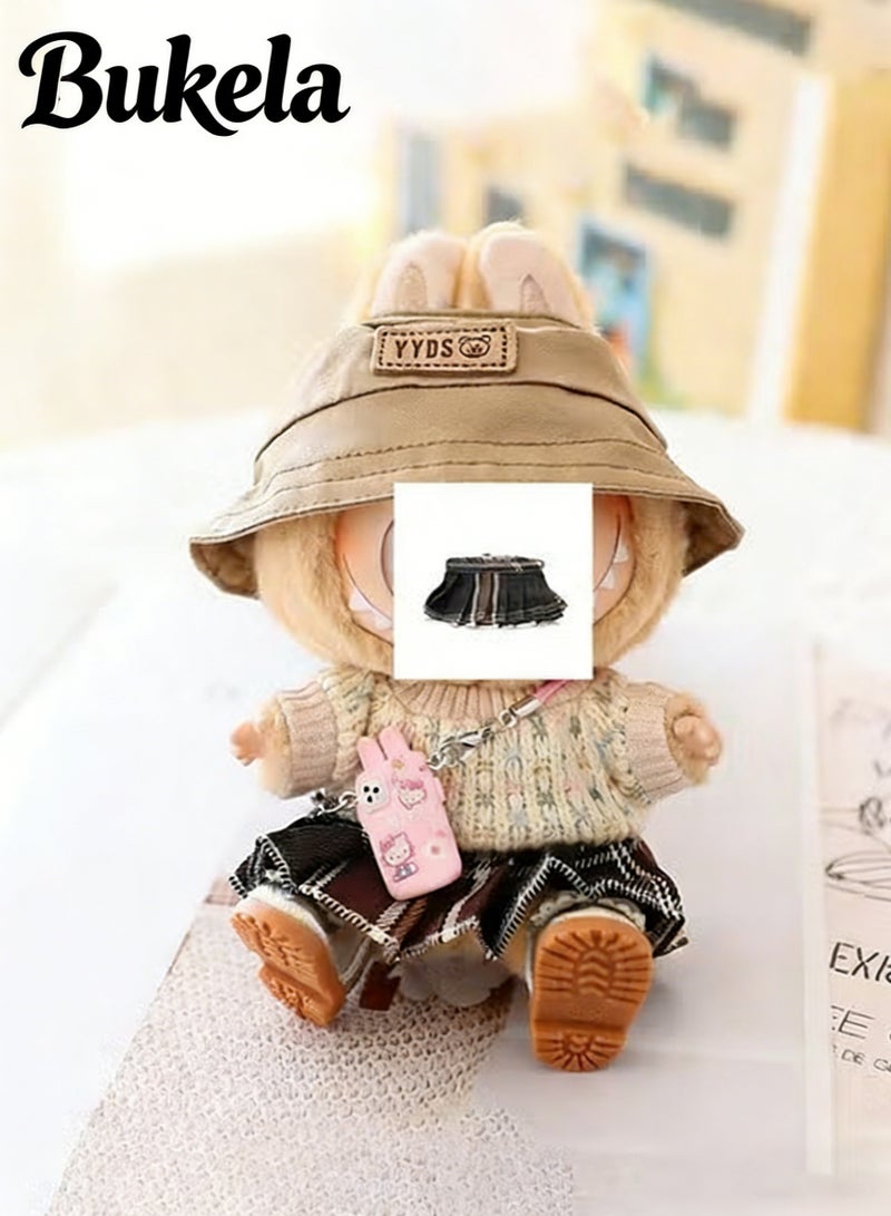 Bukela 17cm Doll Clothes Set (No Doll), 5 Pieces Dress Outfit Set for 6.7inch Doll Suit, Fashion Chic Hat & Clothes Accessories for 1st/2nd/3rd Gen Doll Play & Display Brown - Image 1
